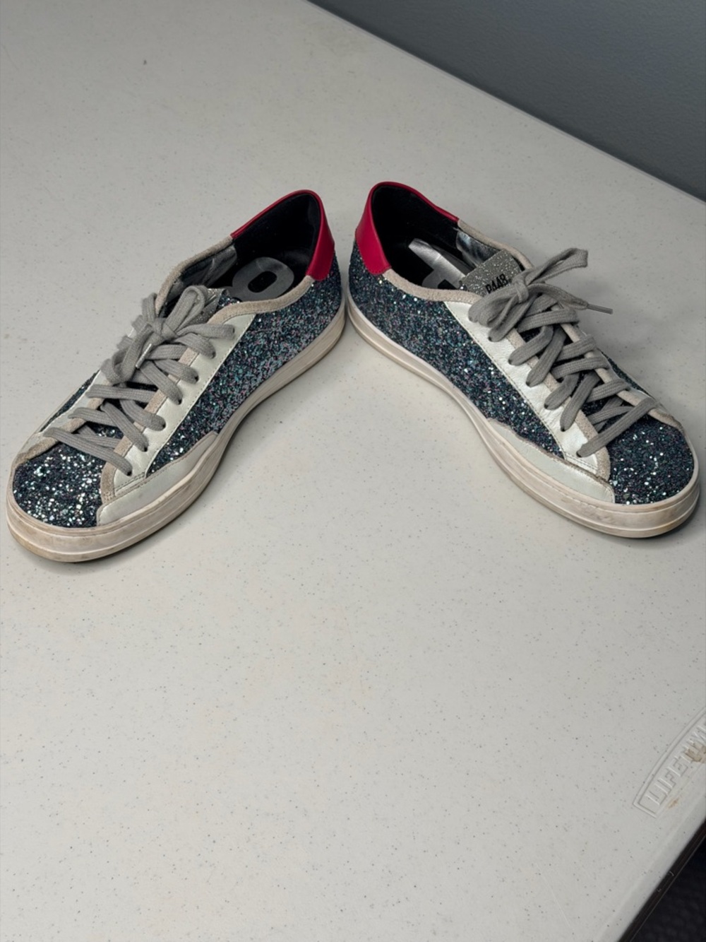 P448 Glitter Low-Top Sneakers with Pink Heel - Picture 5 of 10